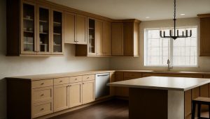 کابینت چوبی در آشپزخانه بزرگ