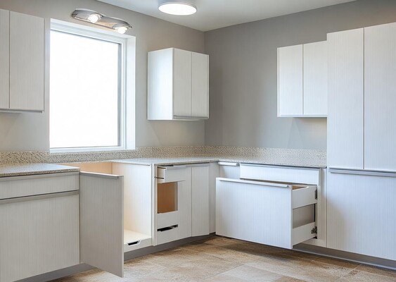 کابینت سفید با درب بدون دستگیره